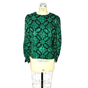 1980s silk blouse with shoulder pleats by Carlisle Size M